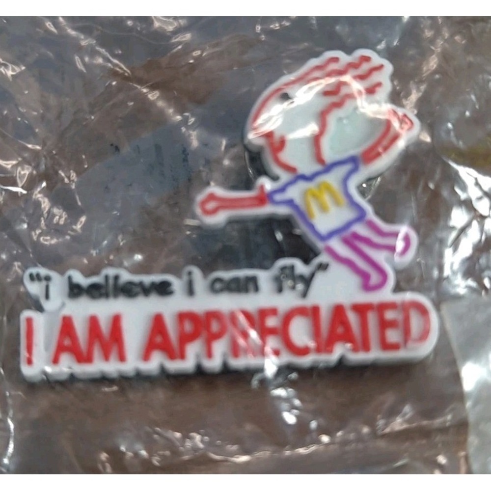 Vintage McDonald's Employee - I Am Appreciated "I Believe I Can Fly" -Rubber Pin